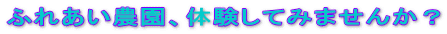 ふれあい農園、体験してみませんか?